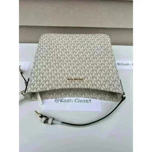 Michael Kors Crossbody Messenger Bag MK Signature Large JetSet Xbody Light Cream - Picture 5 of 10